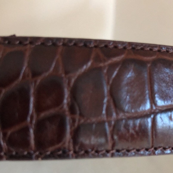 Terry Stack silver black Cabochon faux stone belt buckle with 2 leather belts - Picture 3 of 4